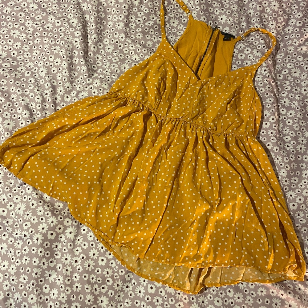 Torrid Mustard Yellow Top with White Polka Dot Design